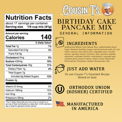 Cousin T's Gourmet Birthday Cake Pancake Mix