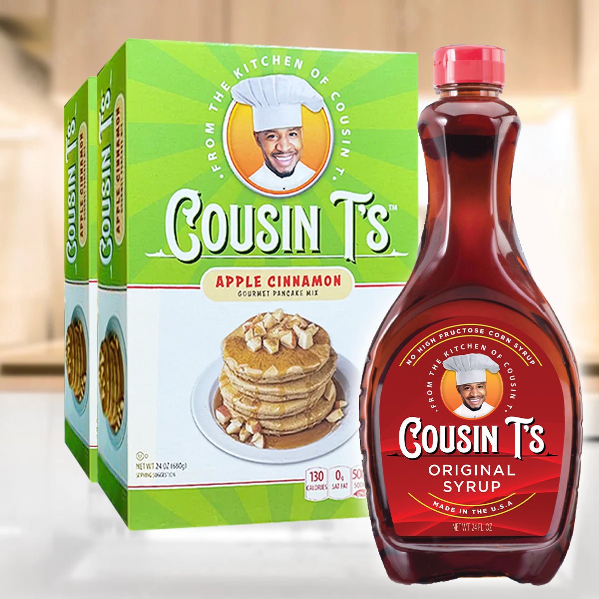Cousin T's Original Syrup & 2 Pack Pancake Mix Bundle