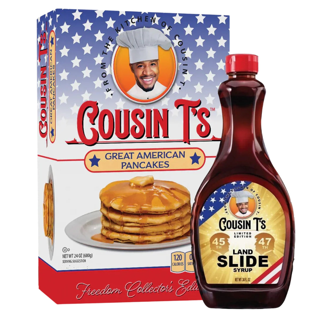 Cousin T's Gourmet Patriotic Buttermilk Pancake Mix + Landslide Syrup