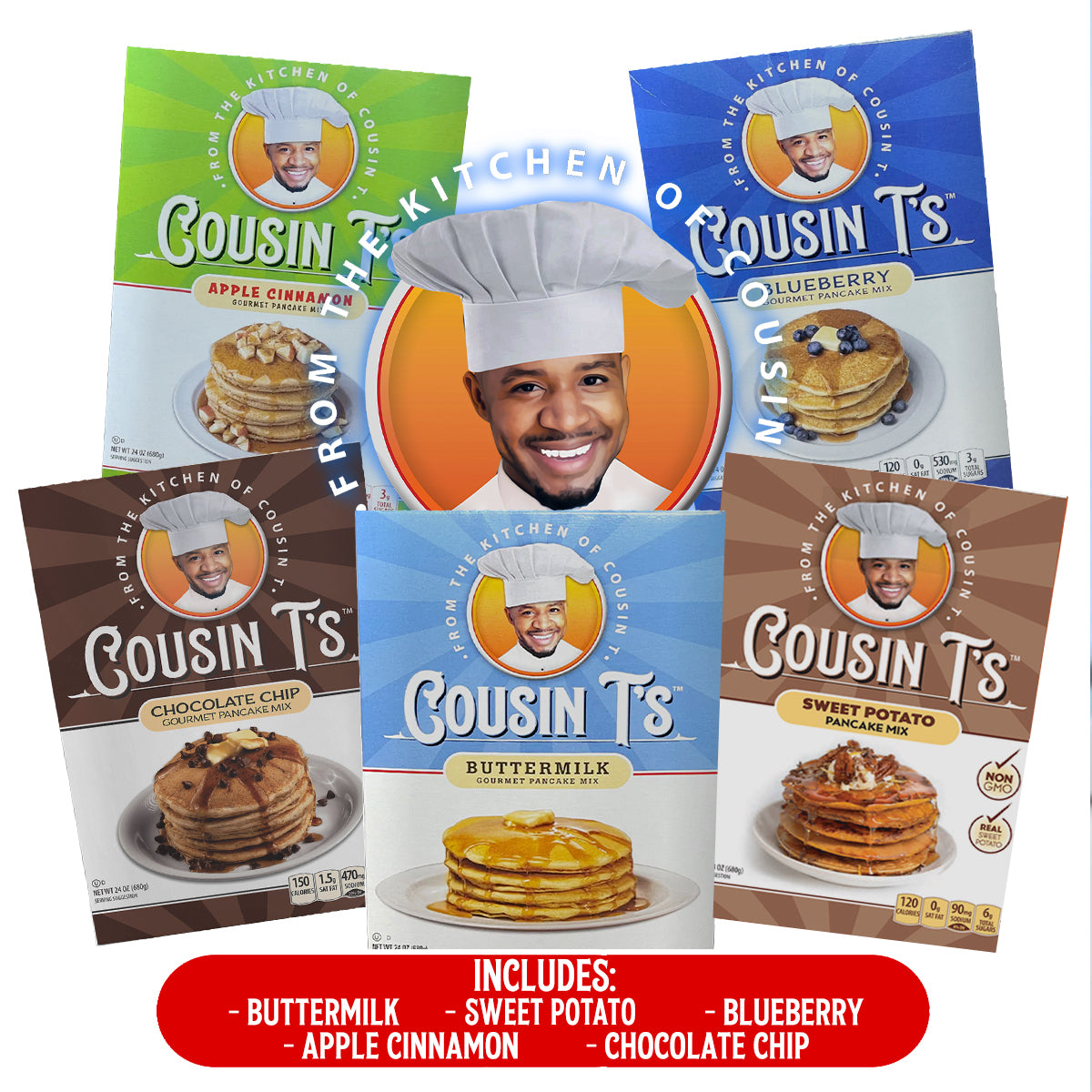 Cousin T's Gourmet Pancake Mix Variety Pack