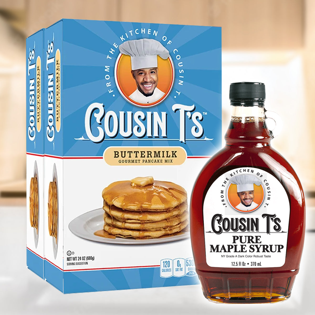 Cousin T's Maple Syrup & 2 Pack Pancake Mix Bundle