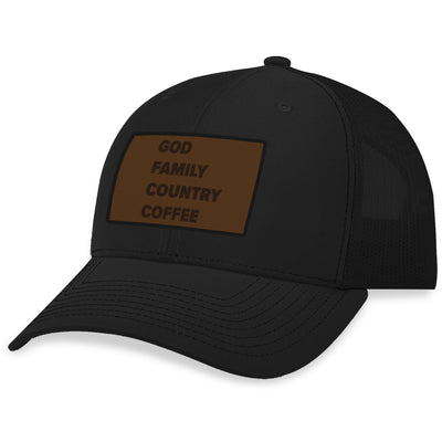 God Family Country Pancakes Brown Leather Patch Hat