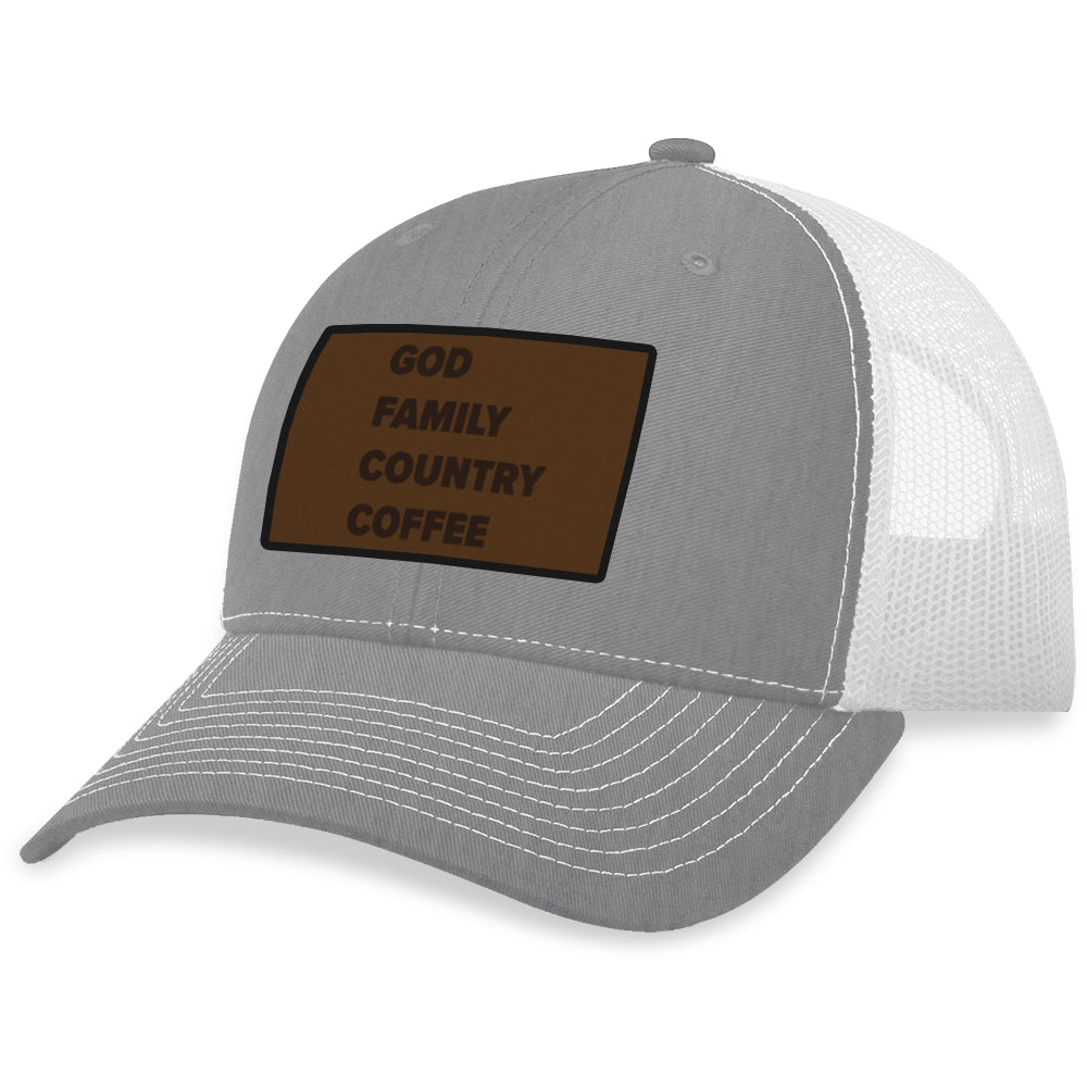 God Family Country Pancakes Brown Leather Patch Hat