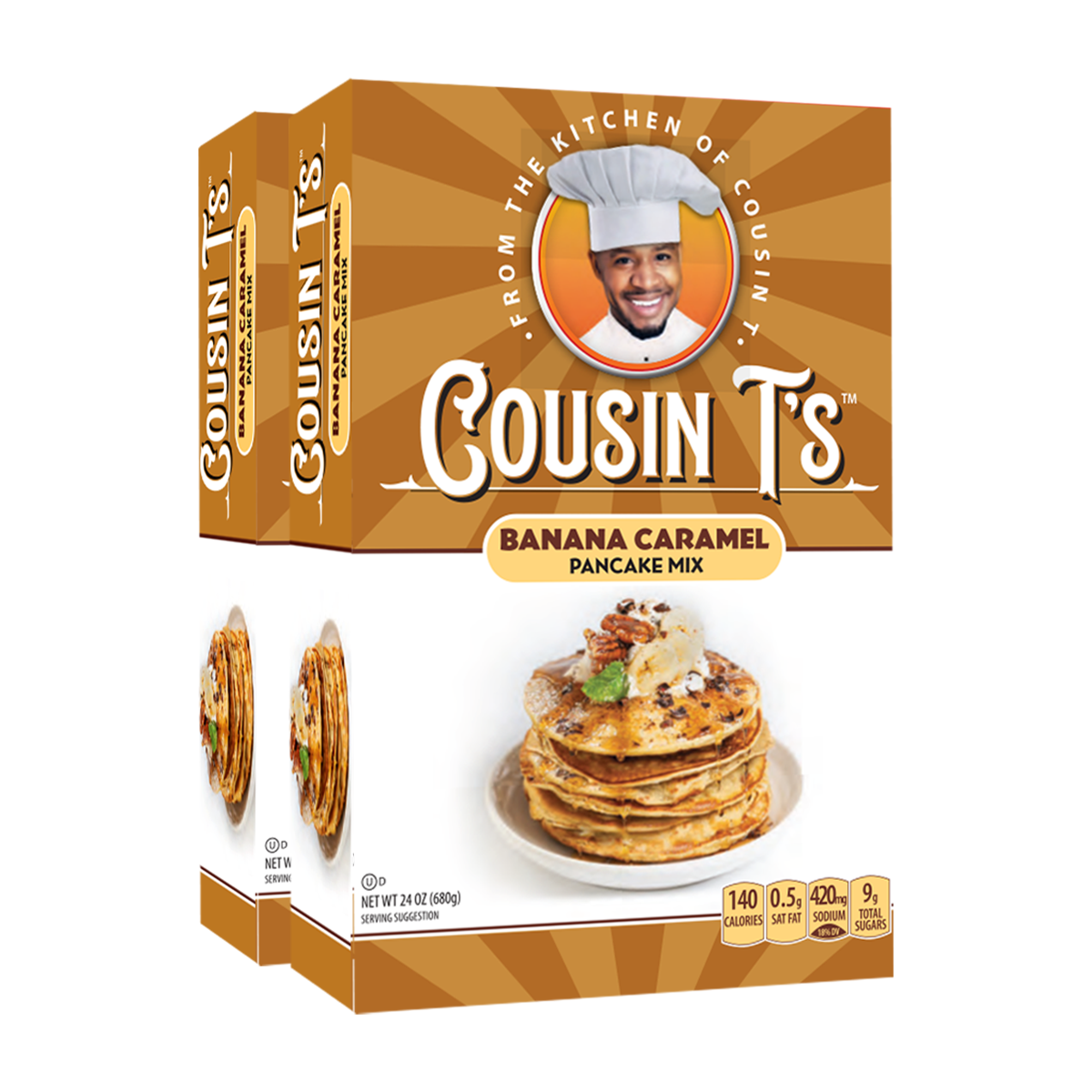 Cousin T's Banana Caramel Gourmet Pancake Mix (2 Pack)
