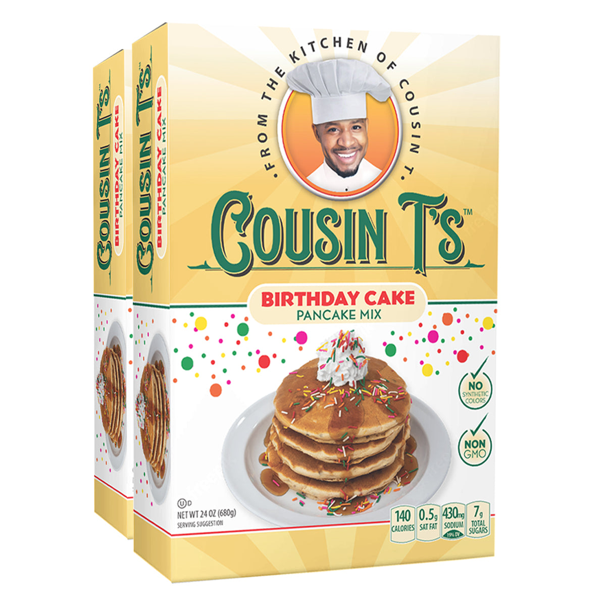 Cousin T's Birthday Cake Gourmet Pancake Mix (2 Pack)