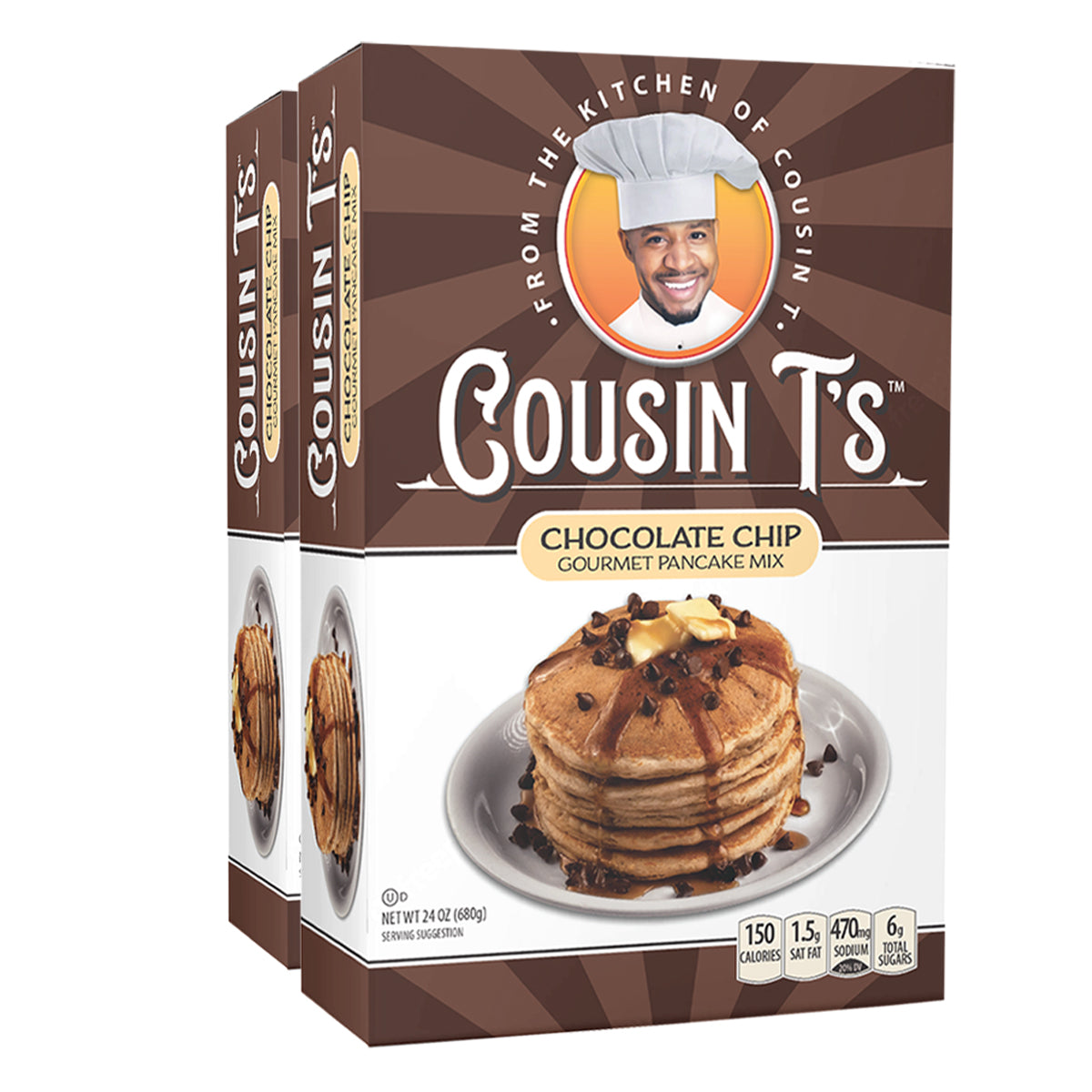 Cousin T's Chocolate Chip Gourmet Pancake Mix (2 Pack)