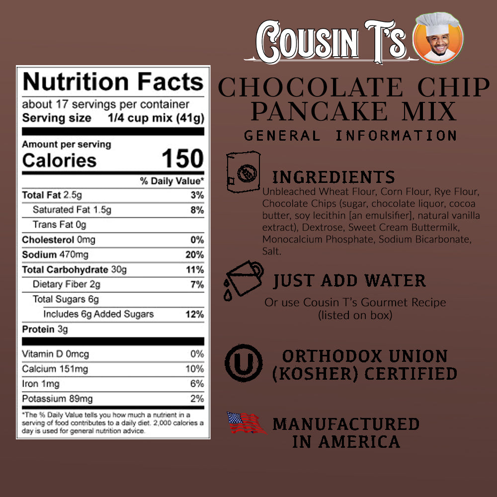 Cousin T's Chocolate Chip Gourmet Pancake Mix (2 Pack)