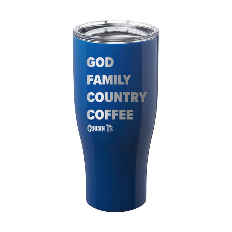 God Family Country Coffee Laser Etched Tumbler