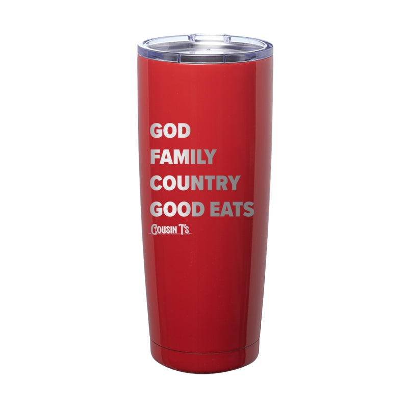 God Family Country Good Eats Laser Etched Tumbler