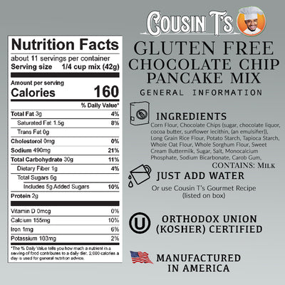 Cousin T's Gluten Free Chocolate Chip Gourmet Pancake Mix (2 Pack)