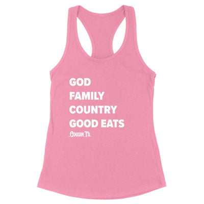 God Family Country Good Eats Women's Apparel