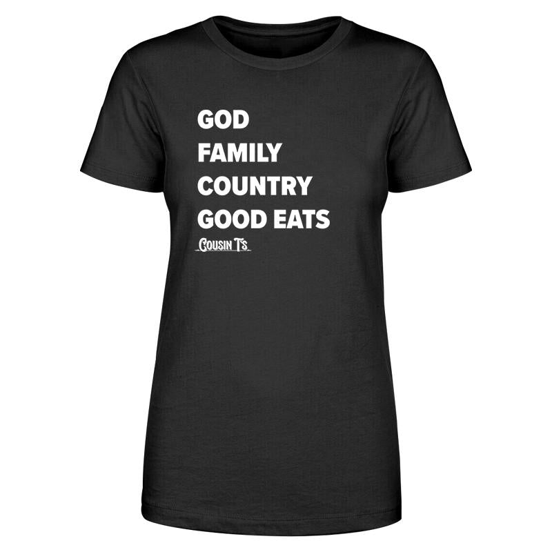 God Family Country Good Eats Women's Apparel